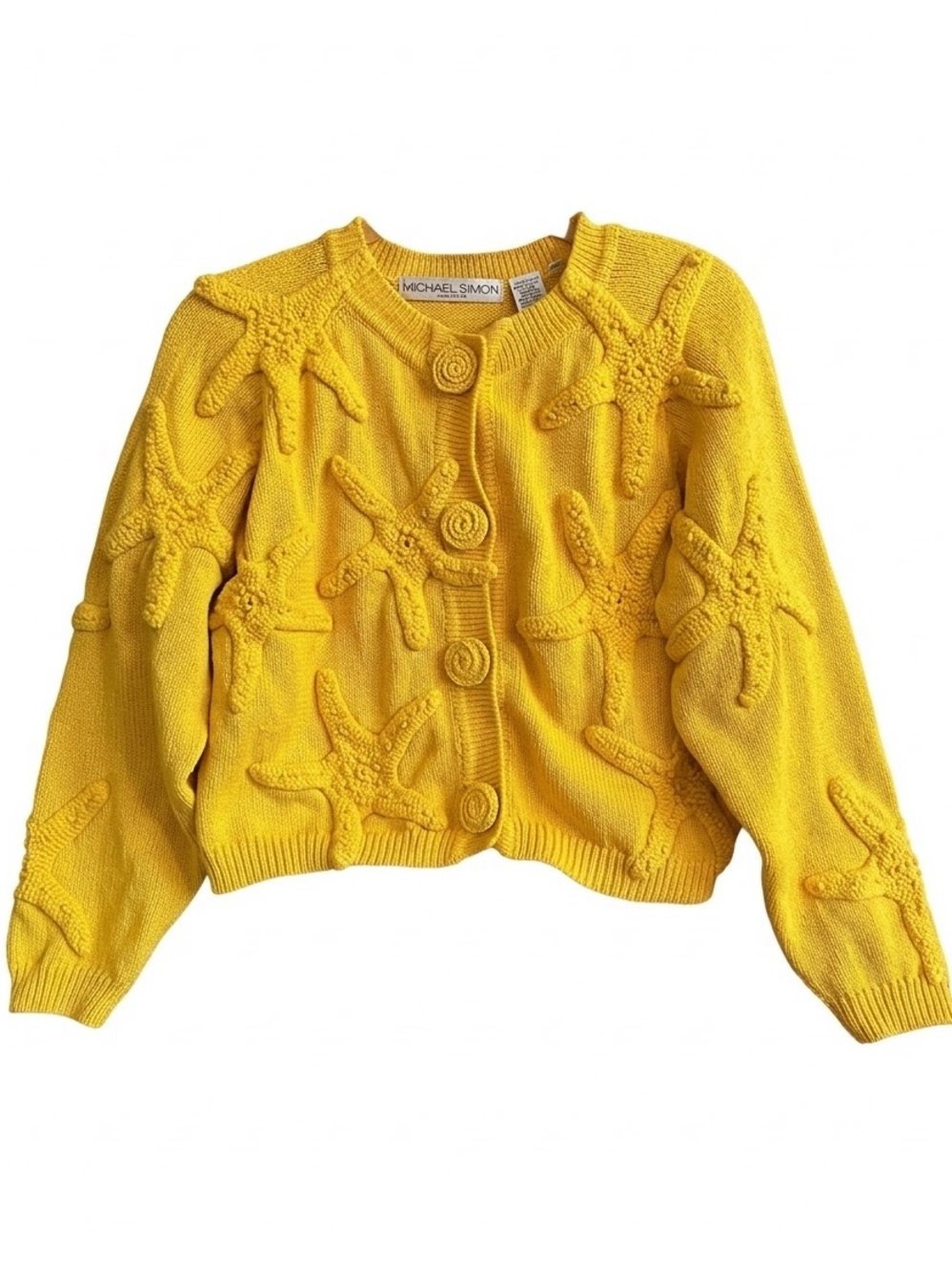 Vintage Michael Simon NY Yellow Starfish Cardigan Size : One Size Fits All flaws